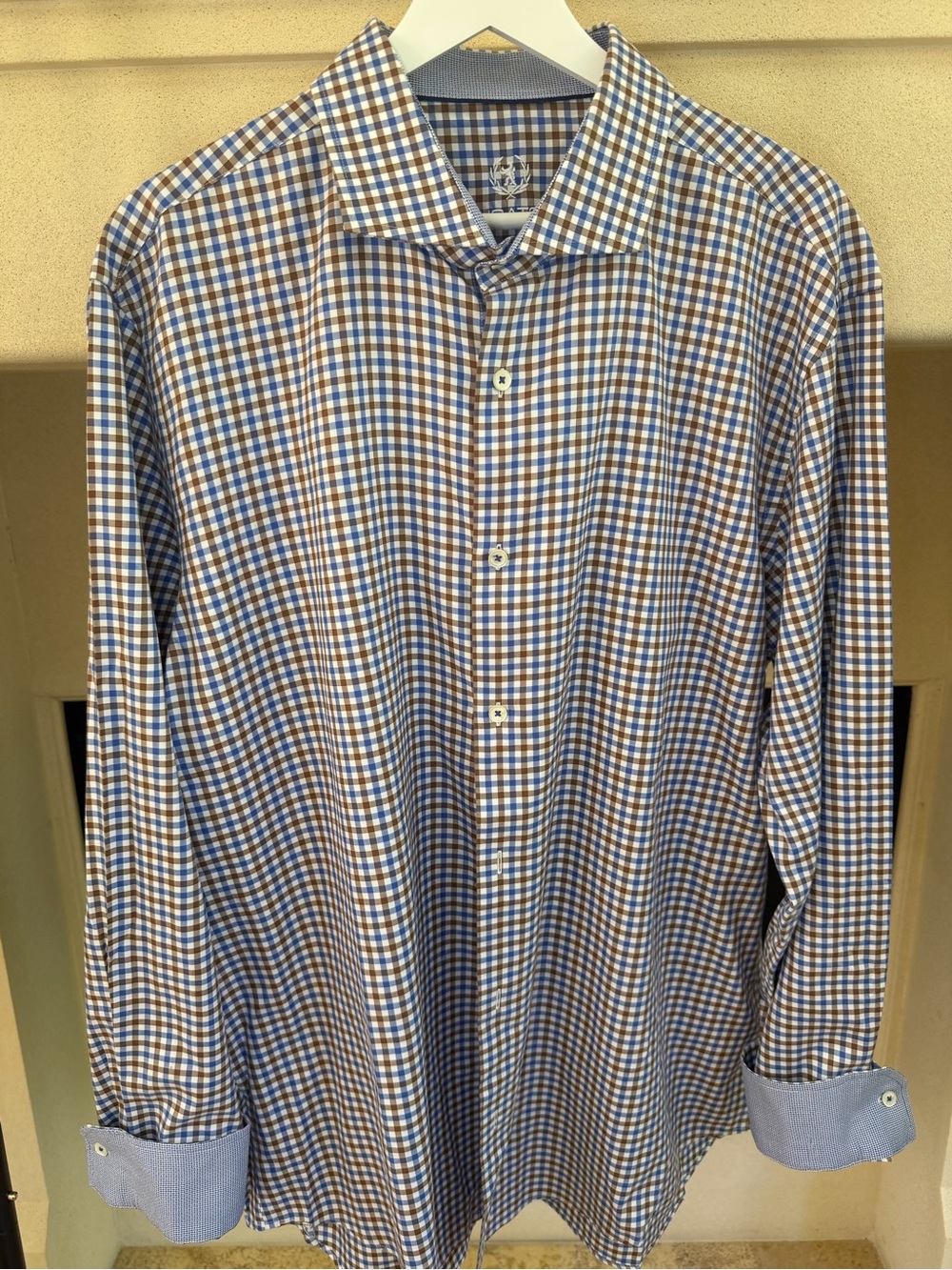 Bugatchi Blue and Brown Checkered Shirt